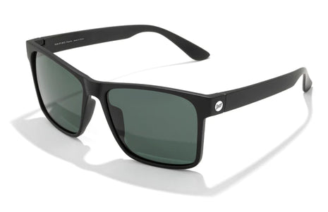 Puerto by Sunski in black with polarized lenses, superlight recycled sport frame, rectangular shape for full sun protection outdoors