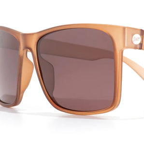 Puerto by Sunski in matte tan with square sport frame, polarized lenses, superlight recycled material, comfortable for all-day sun protection
