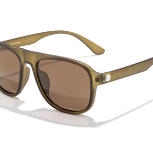 Shoreline by Sunski in translucent olive and brown lenses, square aviator sunglasses with large coverage for men and women