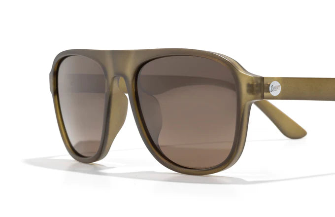 Shoreline by Sunski in olive green square aviator sunglasses with large retro frame for men and women ready for outdoor adventure