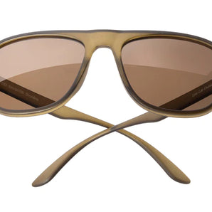 Shoreline by Sunski in matte brown with square aviator frame, retro style, large coverage, ideal for men and women’s outdoor adventure