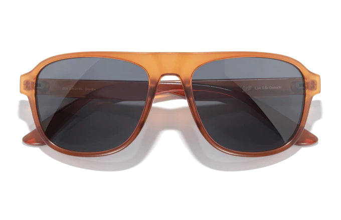 Shoreline by Sunski in amber square aviator frame with large coverage, retro style sunglasses for men and women adventure use