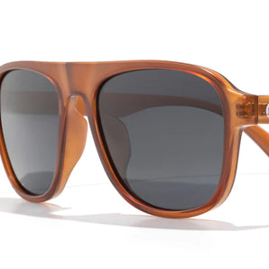 Shoreline by Sunski in amber brown with square aviator frame, large coverage, retro style for men and women’s outdoor adventures