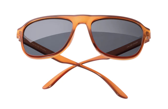 Shoreline by Sunski in amber with square aviator frame, large coverage for men and women, retro style for outdoor adventure