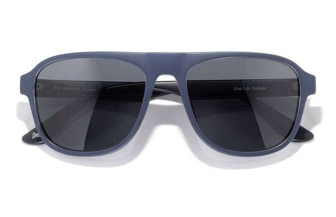 Shoreline by Sunski in navy blue square aviator frame with large coverage, retro style for men and women ready for adventure