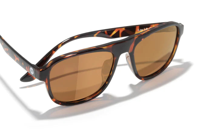Shoreline by Sunski in tortoise and brown with large square aviator frame, retro style offering wide coverage for adventure-ready wear