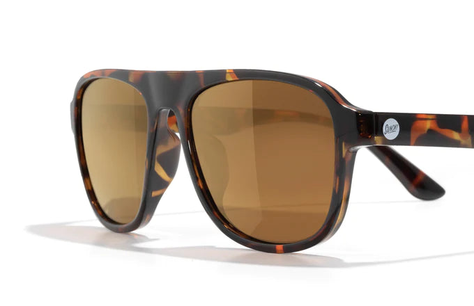 Shoreline by Sunski in tortoise with large square aviator frame, retro style sunglasses for men and women ready for adventure