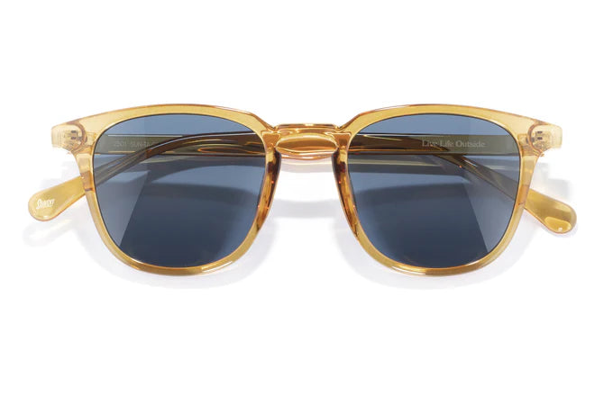 Tango by Sunski in transparent amber with polarized Helio lenses, SuperLight recycled frame, plastic free, for stylish outdoor wear