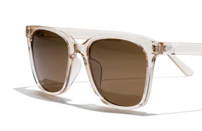 Ventana by Sunski in clear frame with brown lenses, classic square sunglasses for men and women, versatile and elegant accessory