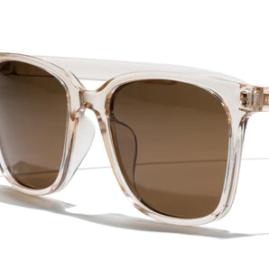 Ventana by Sunski in clear frame with brown lenses, classic square sunglasses for men and women, versatile and elegant accessory