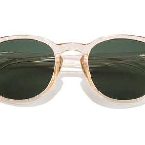 Yuba by Sunski in translucent beige frame with polarized green lenses lightweight unisex sunglasses for everyday outdoor use