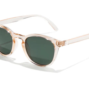 Yuba by Sunski in transparent beige with green polarized lenses lightweight unisex glasses ideal for outdoor use