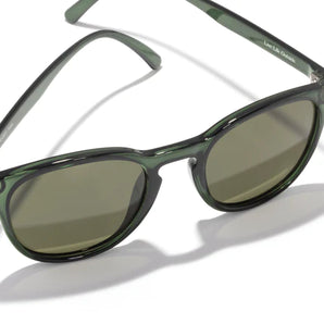 Yuba by Sunski in translucent green with polarized lenses, lightweight recycled frame unisex glasses ideal for everyday outdoor use