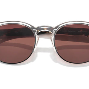 Avila by Sunski in clear half frame with brown lenses, lightweight classic style with metal details and no wire nose pads for versatile use