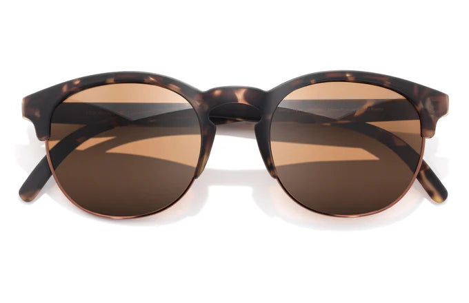 Avila by Sunski in tortoise brown half frame sunglasses with metal details, lightweight and versatile for men and women outdoors