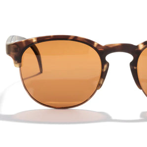 Avila by Sunski in tortoise with amber lenses, classic half frame sunglasses, lightweight and versatile with metal details for daily wear