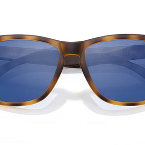 Madrona by Sunski in tortoise frame with blue polarized lenses, superlight recycled sunglasses for men and women’s outdoor use