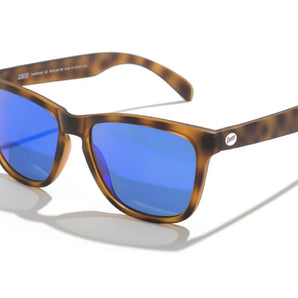 Madrona by Sunski in tortoise frame with blue polarized lenses, SuperLight recycled sunglasses for men and women, all-day comfort and adventure