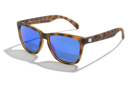 Madrona by Sunski in tortoise frame with blue polarized lenses, SuperLight recycled sunglasses for men and women, all-day comfort and adventure