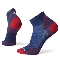 Run Zero Cushion Ankle Socks by SmartWool in navy and red, breathable Merino wool socks designed for running comfort and odor resistance
