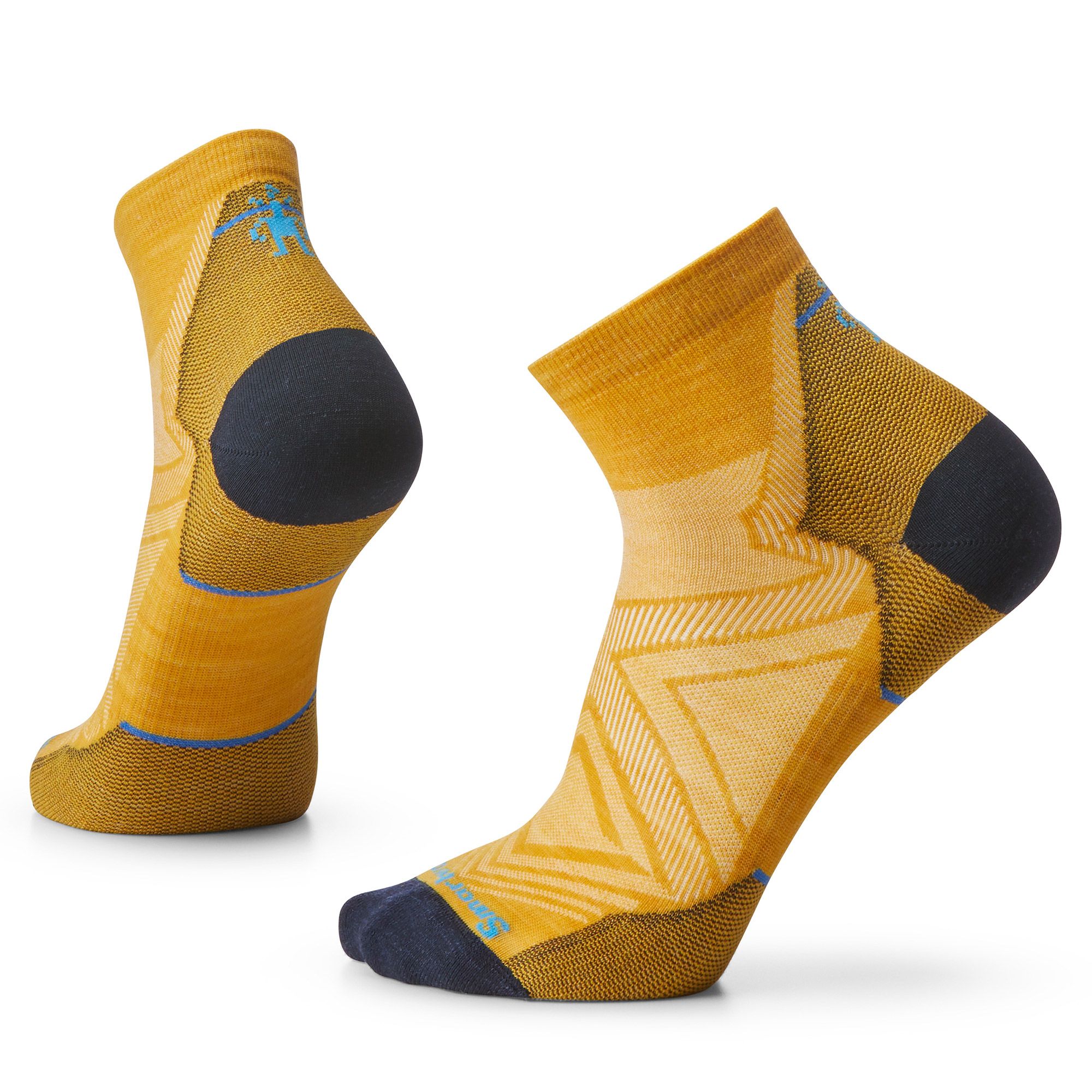 Run Zero Cushion Ankle Socks by SmartWool in yellow and black, cushioned, breathable merino wool socks ideal for running and outdoor use