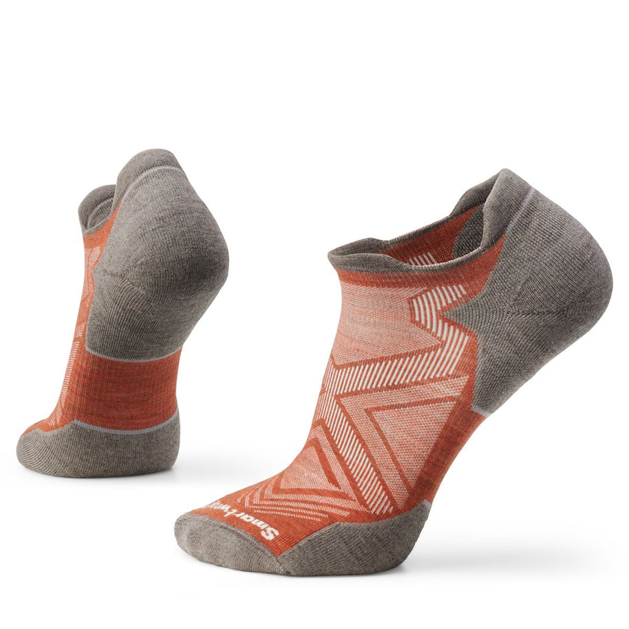 Run Targeted Cushion Low Ankle Socks by SmartWool in grey and orange, cushioned low ankle socks for running comfort on track or trail