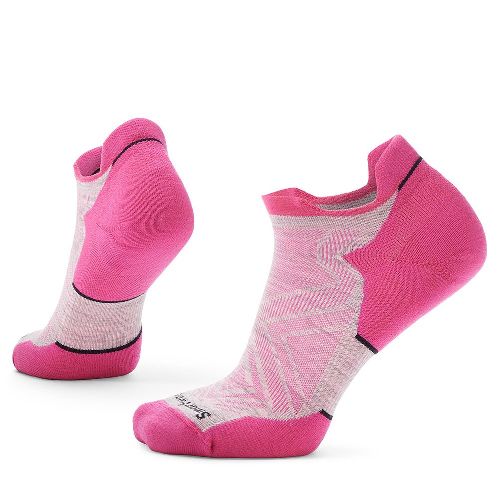 Run Targeted Cushion Low Ankle Socks - Women by SmartWool in pink and light grey, cushioned low ankle socks for comfortable running and outdoor use