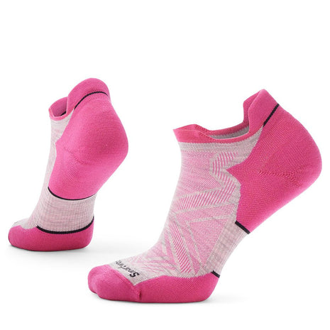 Run Targeted Cushion Low Ankle Socks - Women by SmartWool in pink and light grey, cushioned low ankle socks for comfortable running and outdoor use