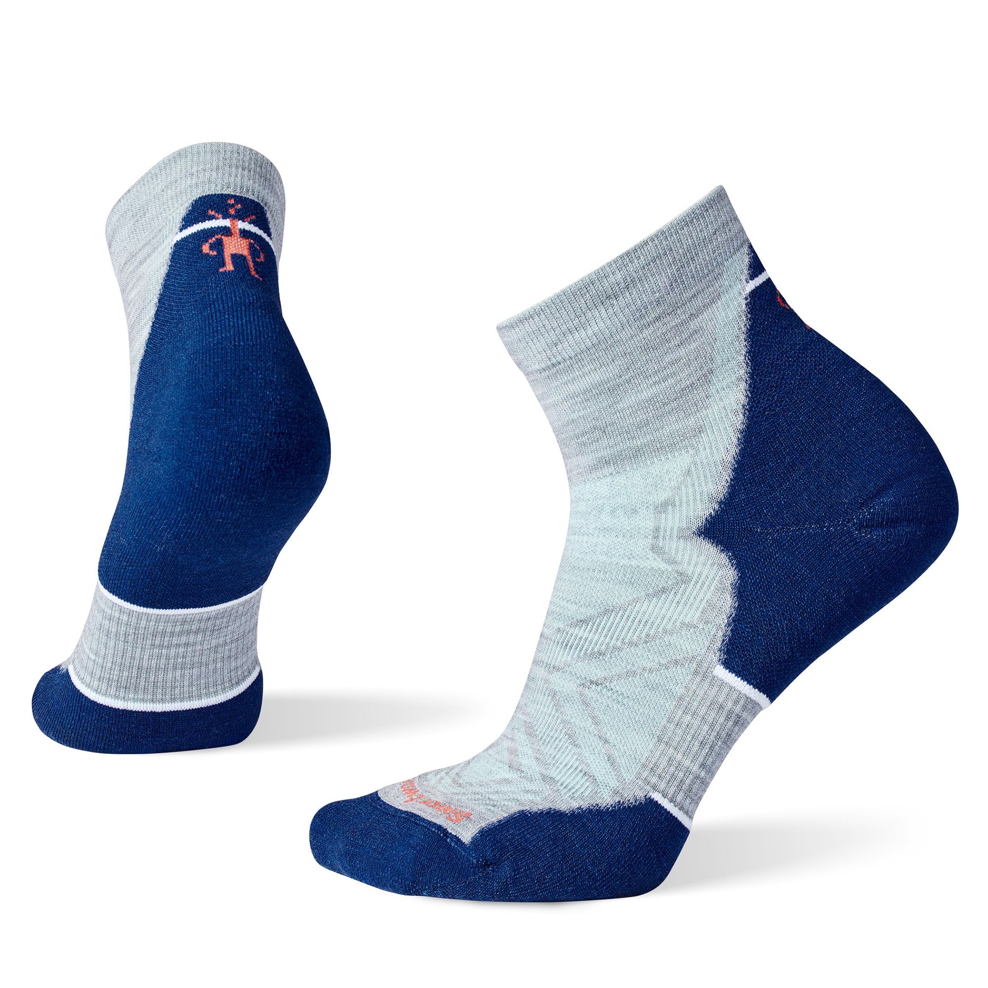 Run Targeted Cushion Ankle Socks - Women by SmartWool in navy and grey, cushioned and designed for comfortable running and training miles
