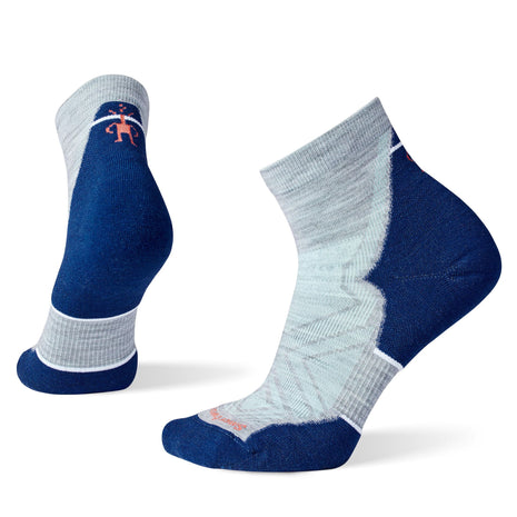Run Targeted Cushion Ankle Socks - Women by SmartWool in navy and grey, cushioned and designed for comfortable running and training miles