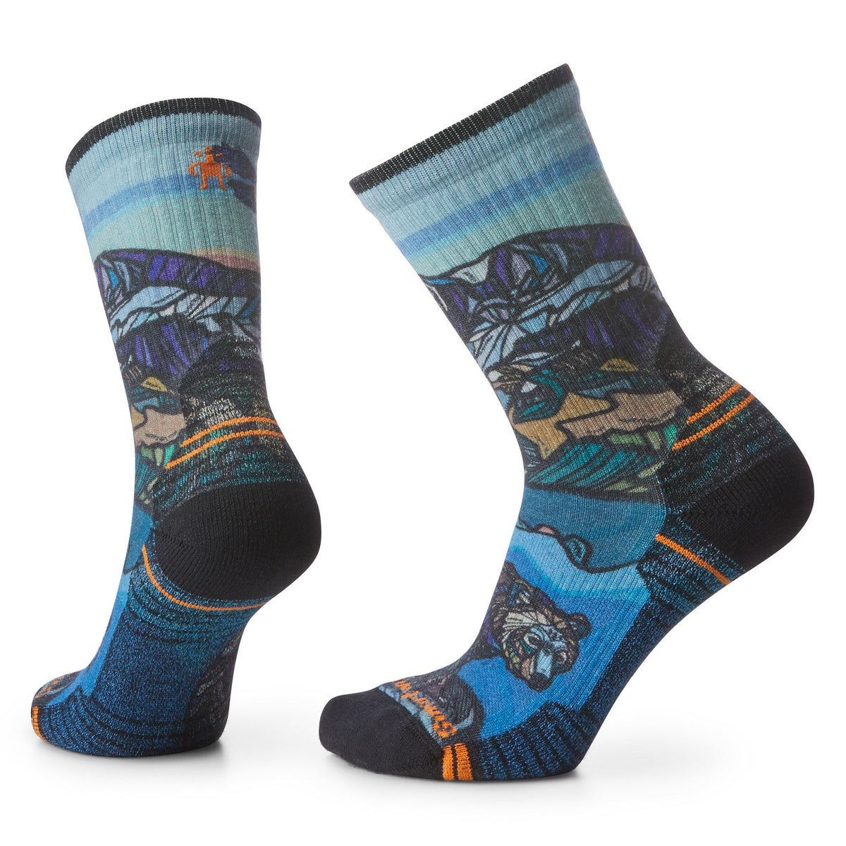 Hike Light Cushion Icy Range Print Crew Socks - Women by SmartWool in blue with Merino wool for moisture management and odor resistance