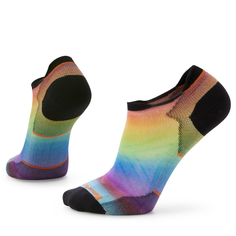 Run Zero Cushion Pride Rainbow Print Low Ankle Socks by SmartWool, lightweight cushioned socks with low ankle height for running and casual wear