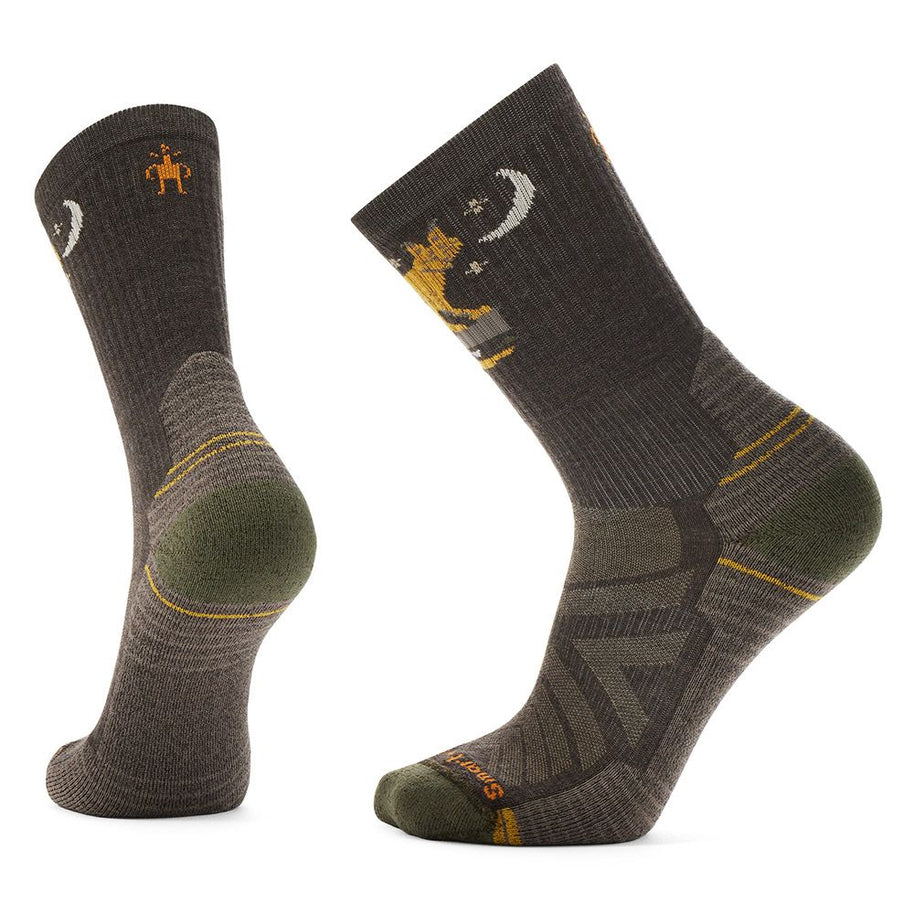 Hike Light Cushion Nightfall In The Forest Crew Socks by SmartWool in dark grey and green with Indestructawool durability for hiking and outdoor use