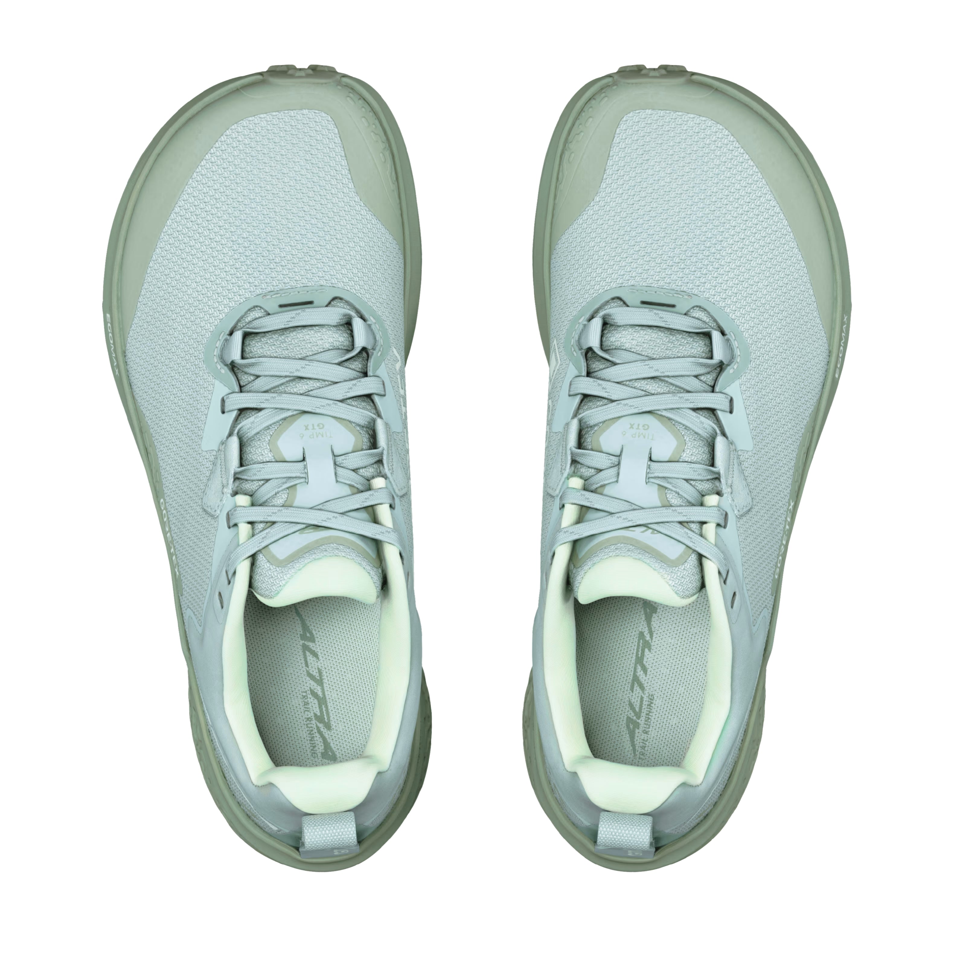 Timp 6 GTX - Women by Altra Footwear in light green and grey with waterproof GORE-TEX upper and Vibram outsole for trail running and outdoor use