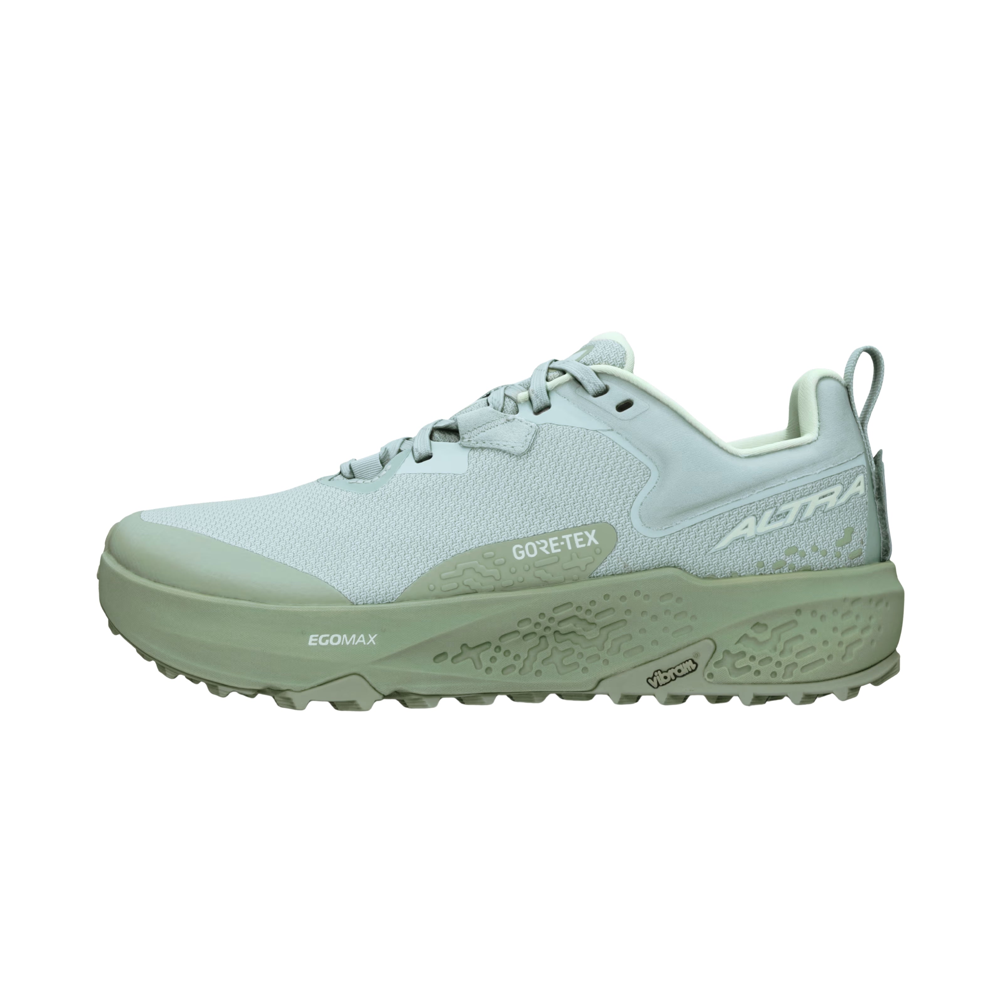 Timp 6 GTX - Women by Altra Footwear in light grey and sage with waterproof GORE-TEX upper and Vibram outsole for lightweight breathable trail running and hiking