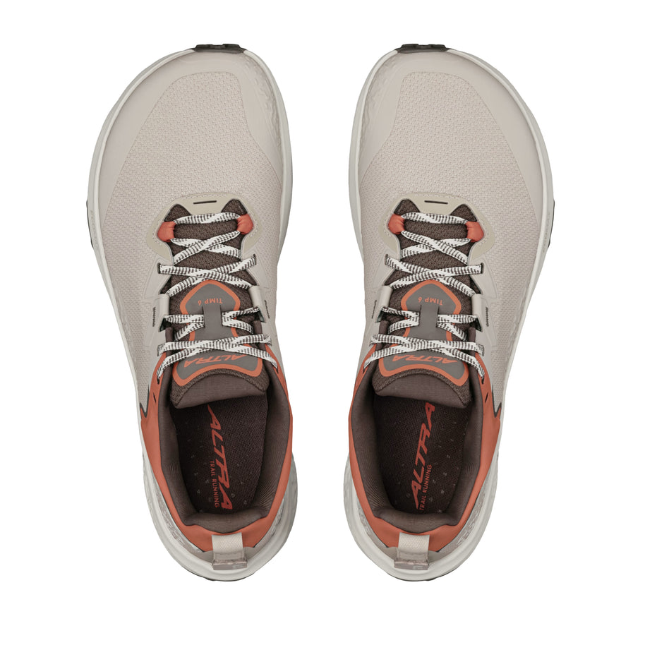 Timp 6 - Men by Altra Footwear in beige and orange with soft rolled mesh upper and sticky outsole for durable trail running and hiking