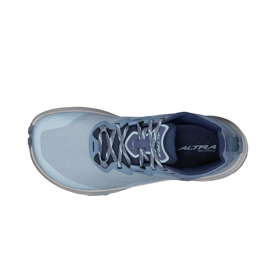 Timp 6 - Women by Altra Footwear in light blue with soft rolled mesh upper and sticky outsole for durable trail running and rugged terrain