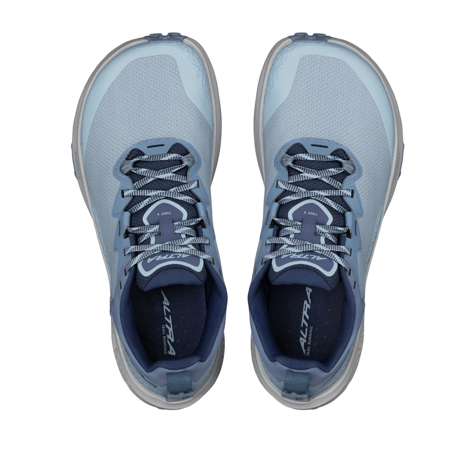 Timp 6 - Women by Altra Footwear in light blue with sticky outsole and soft rolled mesh upper for durable trail running and hiking