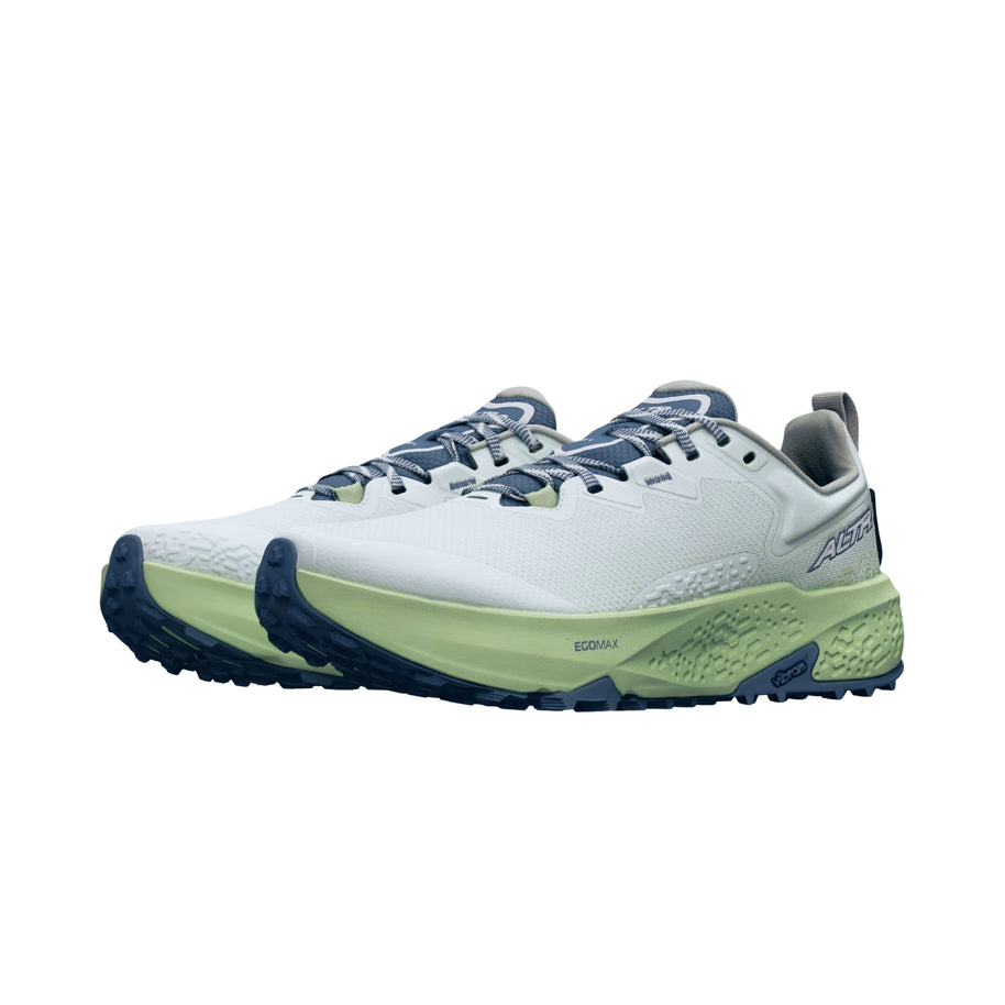 Timp 6 - Women by Altra Footwear in white and light green with sticky outsole and soft rolled mesh upper for durable trail running and hiking