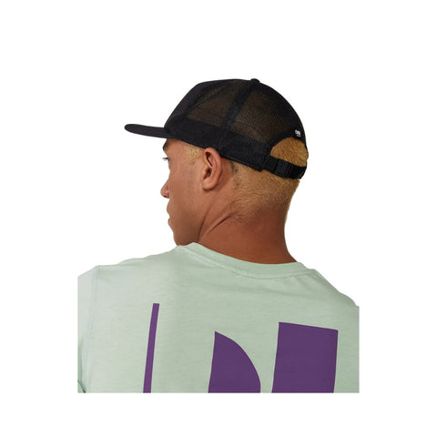 TRKCap SC - Box by Ciele in black mesh trucker cap with curved brim and COOLmatic 3D air mesh, technical headwear for running in Canada