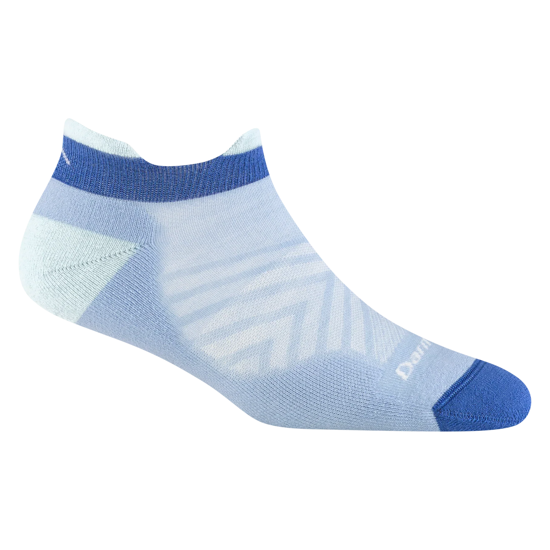 Run Quarter Ultra-Lightweight w/Cushion Running Sock - Women by Darn Tough in blue and white with ankle coverage and ribbing for running and training