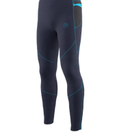 Primal Pant - Men by La Sportiva in dark blue with turquoise accents, wind and mud-resistant technical tight pants for cold weather trail running