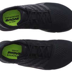 Top-down view of a pair of Inov8 F-Lite Wide women's training shoes in Black/Gum with lime Wide Fit insoles
