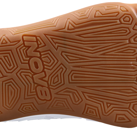 Inov8 Bare-XF V2 Wide women's training shoe in White/Gum, gum rubber outsole with Inov8 logo