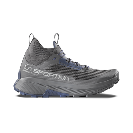 Prodigio Hike GTX - Men by La Sportiva in grey and blue, durable hiking shoe for efficient mountain terrain use and rugged durability