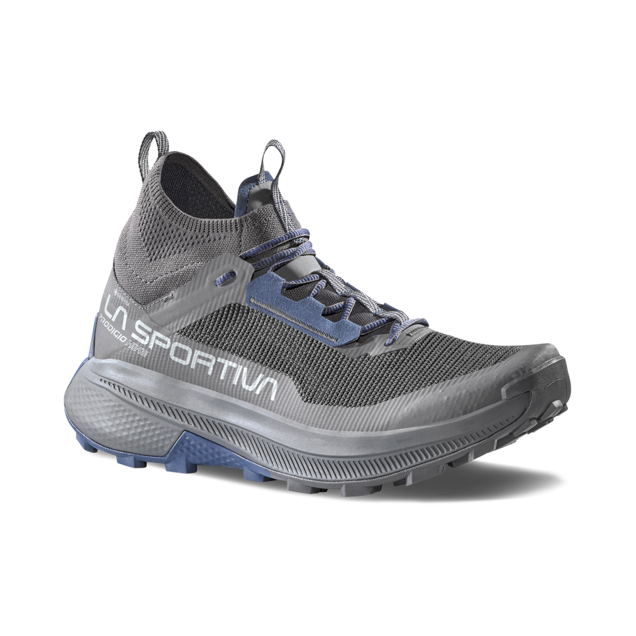Prodigio Hike GTX - Men by La Sportiva in grey and blue, lightweight durable hiking shoe for mountain terrain and efficient movement