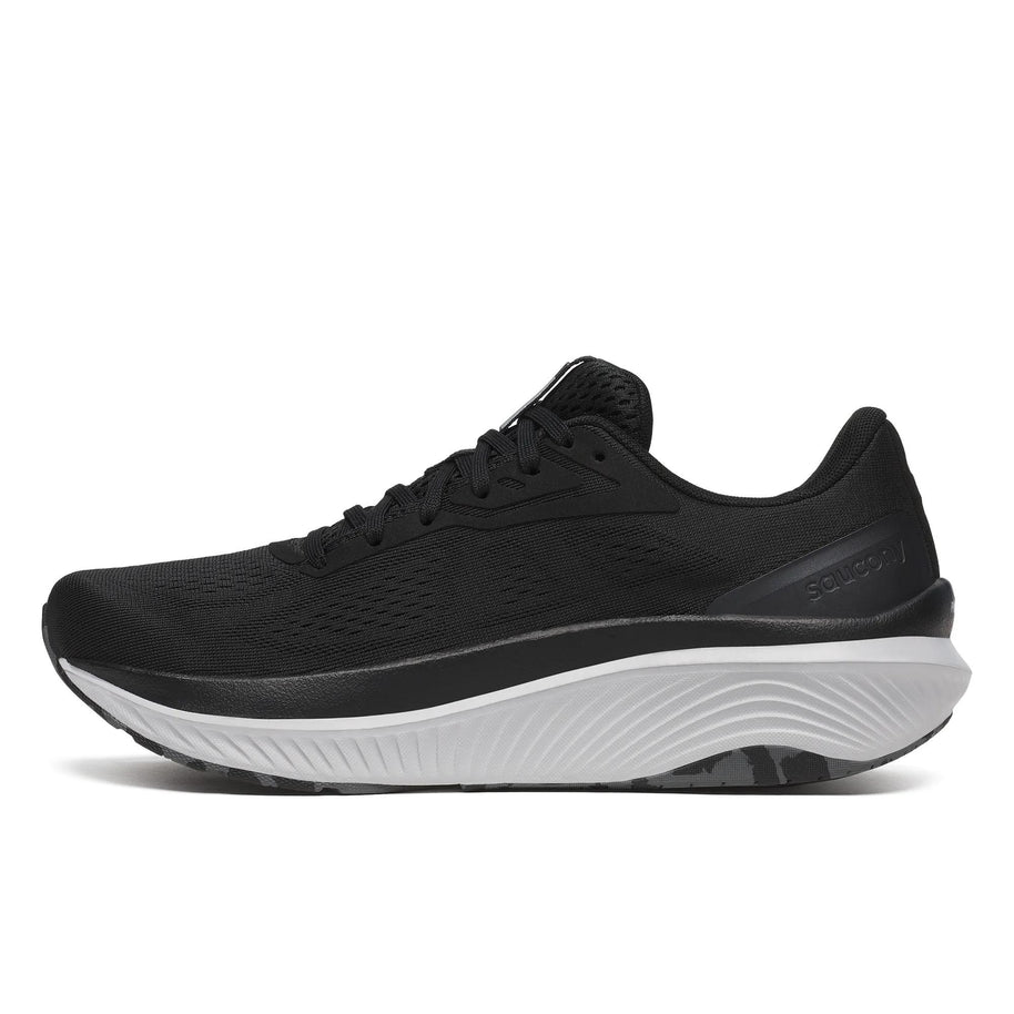Saucony Echelon 10 X Wide men's road running shoe in Black/Silver, inner side view of black mesh upper