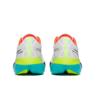 Saucony Endorphin Trainer men's running shoes in White/Mutant, heel view of the pair