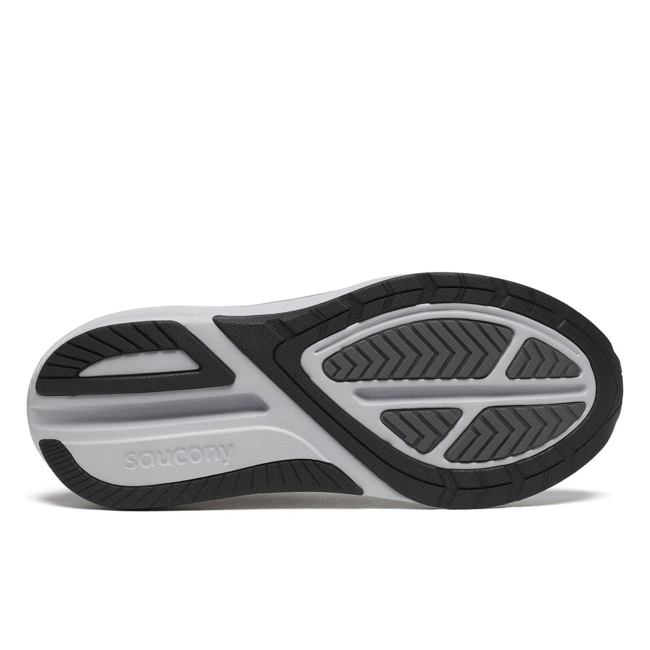 Saucony Echelon 10 X Wide men's road running shoe in Carbon/Black, outsole view of black and grey rubber
