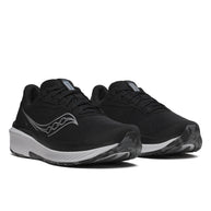 Pair of Saucony Echelon 10 X Wide men's road running shoes in Black/Silver, front three-quarter view